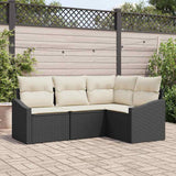 vidaXL Tuinbank Set met kussen 4 pcs Zwart en Wit poly rattan