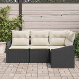 vidaXL Tuinbank Set met kussen 4 pcs Zwart en Wit poly rattan