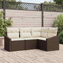 vidaXL Tuinbank Set met kussen 4 pcs Zwart en Wit poly rattan