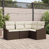 vidaXL Tuinbank Set met kussen 4 pcs Zwart en Wit poly rattan