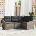vidaXL Tuinbank Set met kussen 4 pcs Zwart en Wit poly rattan