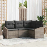 vidaXL Tuinbank Set met kussen 4 pcs Zwart en Wit poly rattan