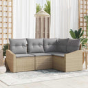 vidaXL Tuinbank Set met kussen 4 pcs Zwart en Wit poly rattan