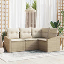 vidaXL Tuinbank Set met kussen 4 pcs Zwart en Wit poly rattan