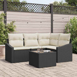 vidaXL Tuinbank Set met kussen 4 pcs Zwart en Wit poly rattan