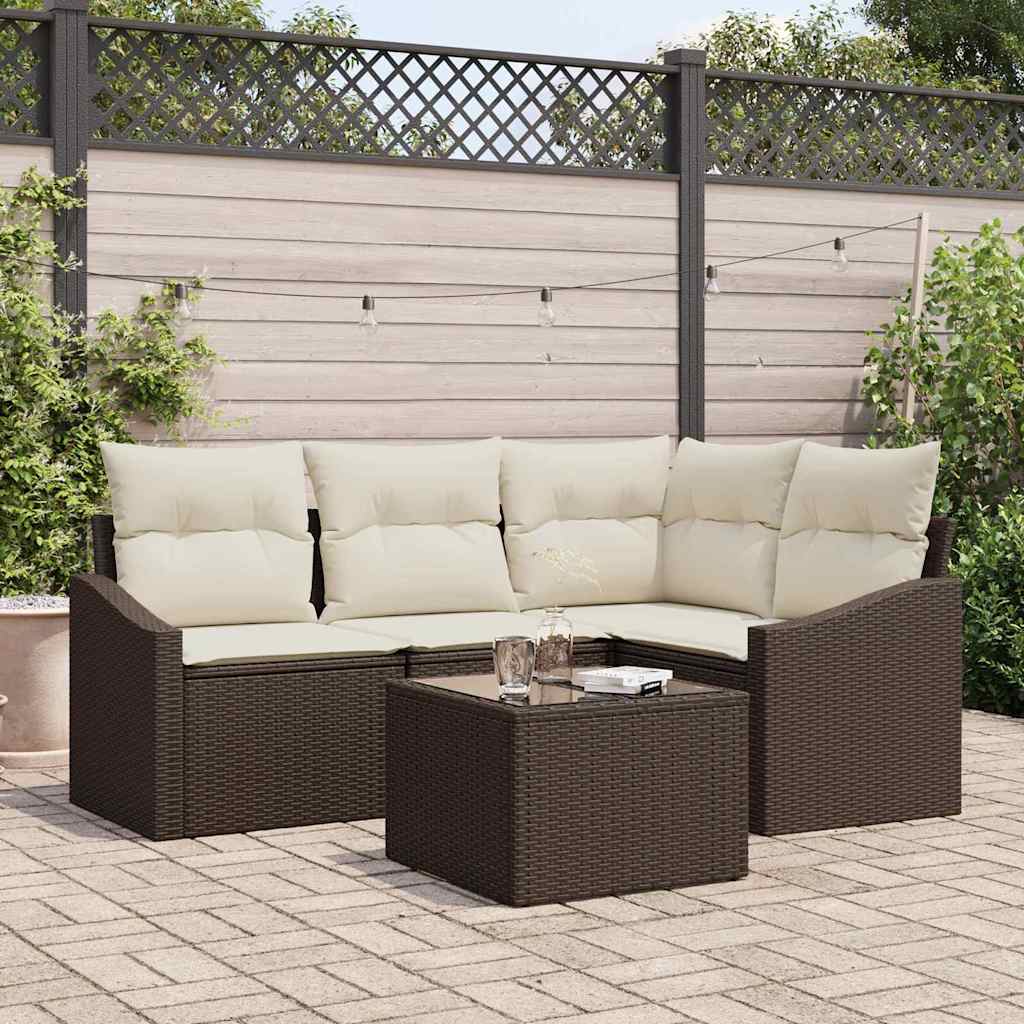 vidaXL Tuinbank Set met kussen 4 pcs Zwart en Wit poly rattan