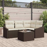 vidaXL Tuinbank Set met kussen 4 pcs Zwart en Wit poly rattan