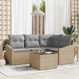 vidaXL Tuinbank Set met kussen 4 pcs Zwart en Wit poly rattan
