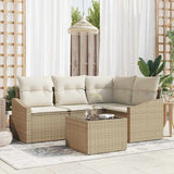 vidaXL Tuinbank Set met kussen 4 pcs Zwart en Wit poly rattan