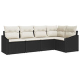 vidaXL Tuinbank Set met kussen 5 pcs Zwart en Wit poly rattan