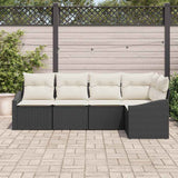 vidaXL Tuinbank Set met kussen 5 pcs Zwart en Wit poly rattan