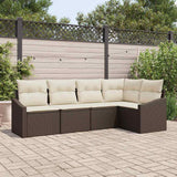 vidaXL Tuinbank Set met kussen 5 pcs Zwart en Wit poly rattan