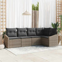vidaXL Tuinbank Set met kussen 5 pcs Zwart en Wit poly rattan