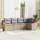 vidaXL Tuinbank Set met kussen 5 pcs Zwart en Wit poly rattan