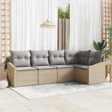 vidaXL Tuinbank Set met kussen 5 pcs Zwart en Wit poly rattan