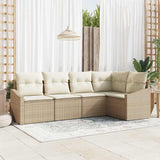 vidaXL Tuinbank Set met kussen 5 pcs Zwart en Wit poly rattan