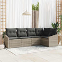 vidaXL Tuinbank Set met kussen 5 pcs Zwart en Wit poly rattan