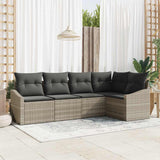 vidaXL Tuinbank Set met kussen 5 pcs Zwart en Wit poly rattan