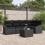 vidaXL Tuinbank Set met kussen 5 pcs Zwart en Wit poly rattan