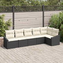 vidaXL Garden Lounge Set with cushions 6 pcs Black and White poly rattan