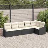 vidaXL Garden Lounge Set with cushions 6 pcs Black and White poly rattan