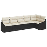 vidaXL Garden Lounge Set with cushions 6 pcs Black and White poly rattan