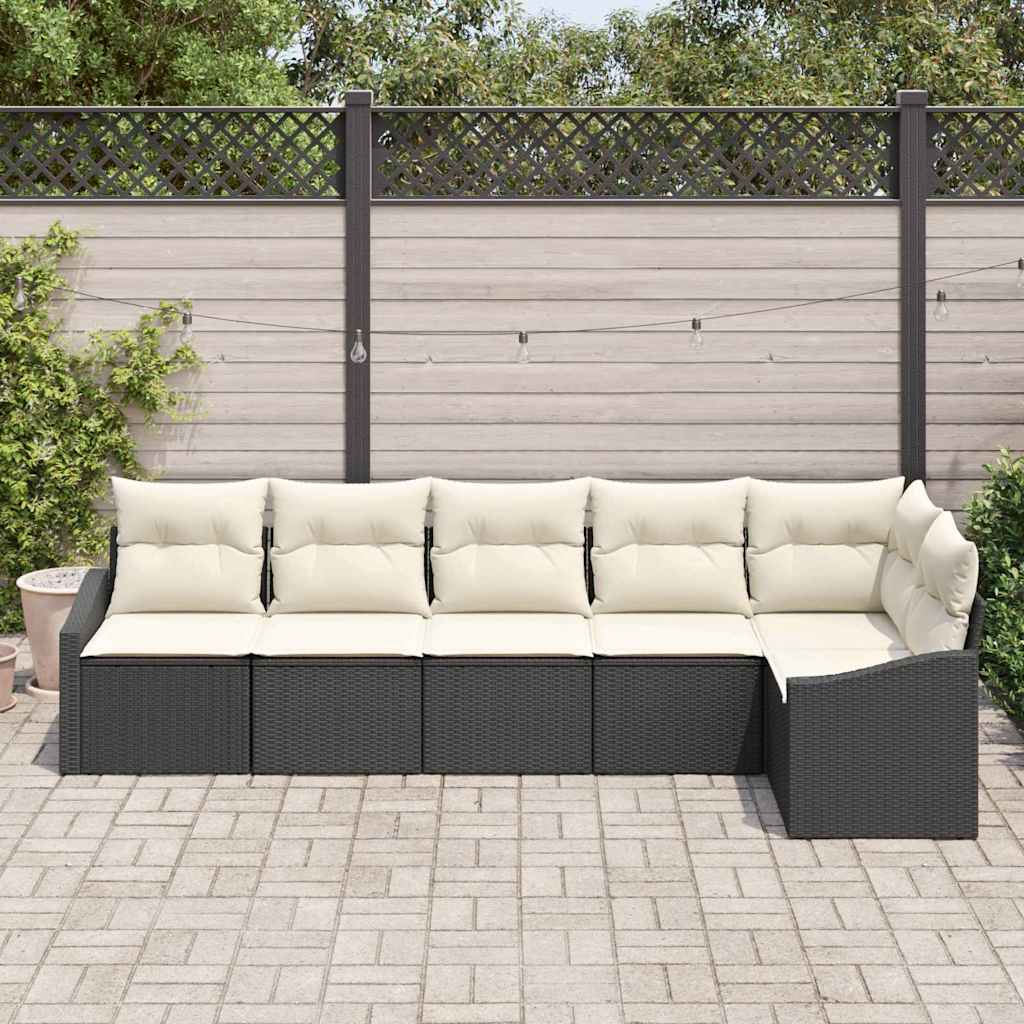 vidaXL Garden Lounge Set with cushions 6 pcs Black and White poly rattan