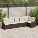 vidaXL Garden Lounge Set with cushions 6 pcs Black and White poly rattan