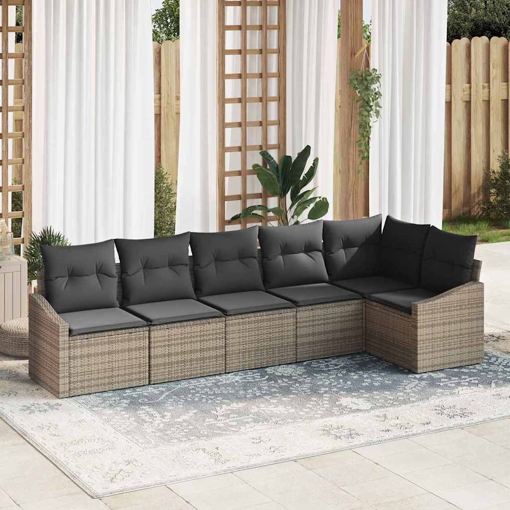 vidaXL Garden Lounge Set with cushions 6 pcs Black and White poly rattan