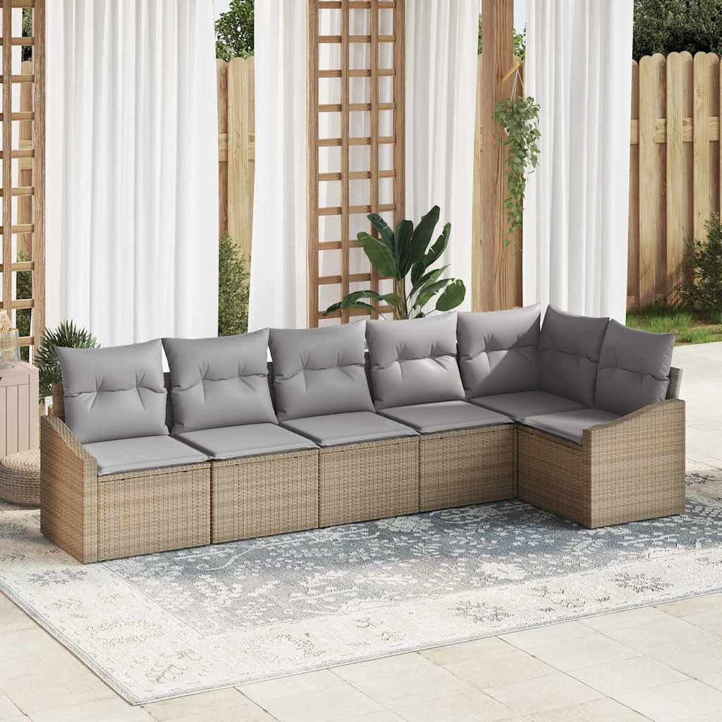 vidaXL Garden Lounge Set with cushions 6 pcs Black and White poly rattan