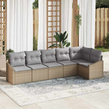 vidaXL Garden Lounge Set with cushions 6 pcs Black and White poly rattan