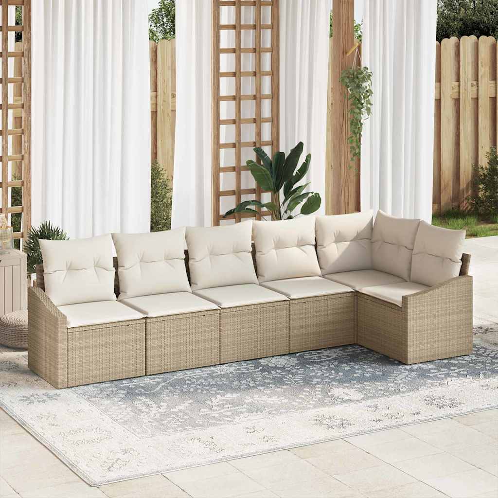 vidaXL Garden Lounge Set with cushions 6 pcs Black and White poly rattan