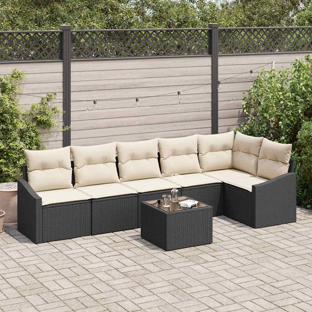 vidaXL Garden Lounge Set with cushions 6 pcs Black and White poly rattan