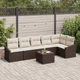 vidaXL Garden Lounge Set with cushions 6 pcs Black and White poly rattan