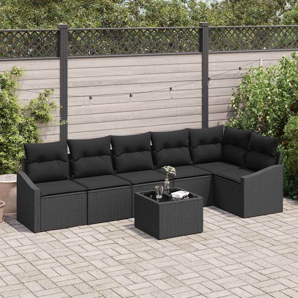 vidaXL Garden Lounge Set with cushions 6 pcs Black and White poly rattan