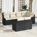 vidaXL Tuinbank Set met kussen 7 pcs Zwart en Wit poly rattan
