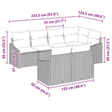 vidaXL Tuinbank Set met kussen 7 pcs Zwart en Wit poly rattan