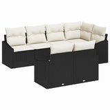 vidaXL Tuinbank Set met kussen 7 pcs Zwart en Wit poly rattan
