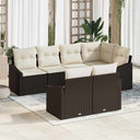 vidaXL Tuinbank Set met kussen 7 pcs Zwart en Wit poly rattan