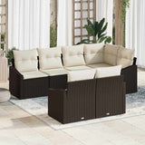 vidaXL Tuinbank Set met kussen 7 pcs Zwart en Wit poly rattan