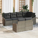 vidaXL Tuinbank Set met kussen 7 pcs Zwart en Wit poly rattan