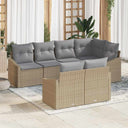 vidaXL Tuinbank Set met kussen 7 pcs Zwart en Wit poly rattan