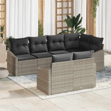 vidaXL Tuinbank Set met kussen 7 pcs Zwart en Wit poly rattan