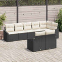 vidaXL Tuinbank Set met kussen 8 pcs Zwart en Wit poly rattan