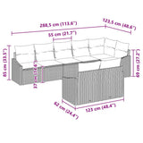 vidaXL Tuinbank Set met kussen 8 pcs Zwart en Wit poly rattan