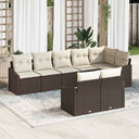 vidaXL Tuinbank Set met kussen 8 pcs Zwart en Wit poly rattan