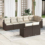 vidaXL Tuinbank Set met kussen 8 pcs Zwart en Wit poly rattan