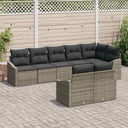 vidaXL Tuinbank Set met kussen 8 pcs Zwart en Wit poly rattan
