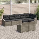 vidaXL Tuinbank Set met kussen 8 pcs Zwart en Wit poly rattan