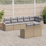 vidaXL Tuinbank Set met kussen 8 pcs Zwart en Wit poly rattan
